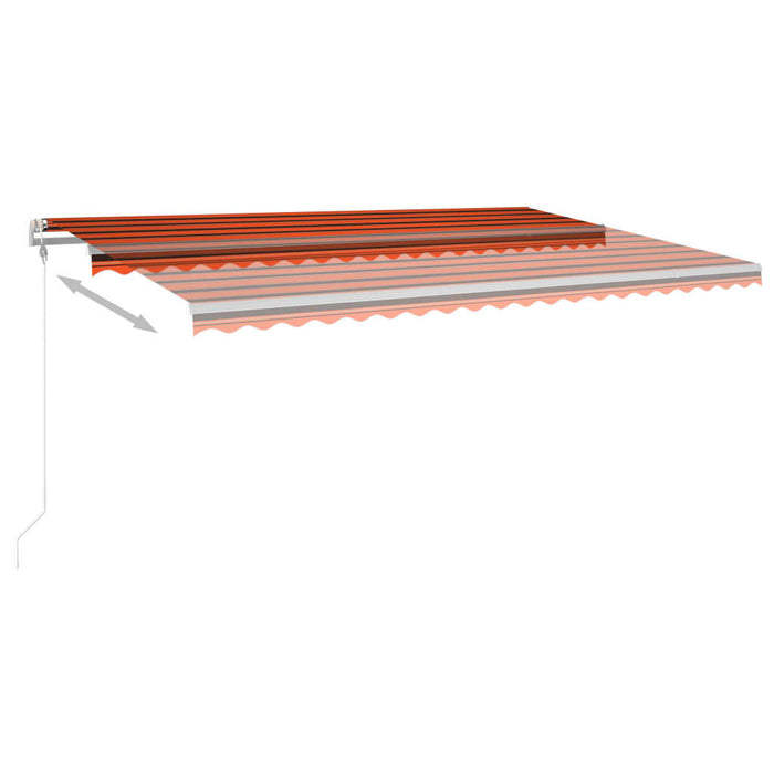 Copertină retractabilă manual, cu LED, portocaliu&maro 5x3 m