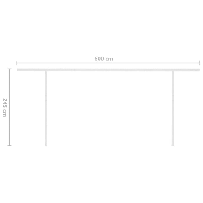 Copertină retractabilă manual cu LED, crem, 6x3 m