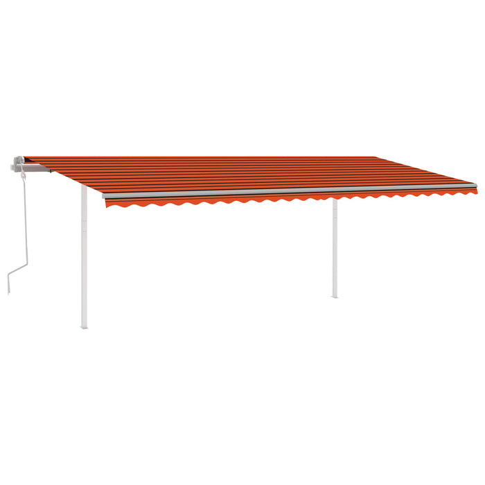 Copertină retractabilă manual cu LED, portocaliu/maro, 6x3 m