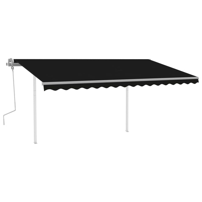 Copertină retractabilă manual, cu LED, antracit, 4,5x3,5 m