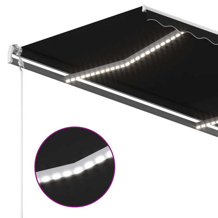 Copertină retractabilă manual, cu LED, antracit, 4,5x3,5 m