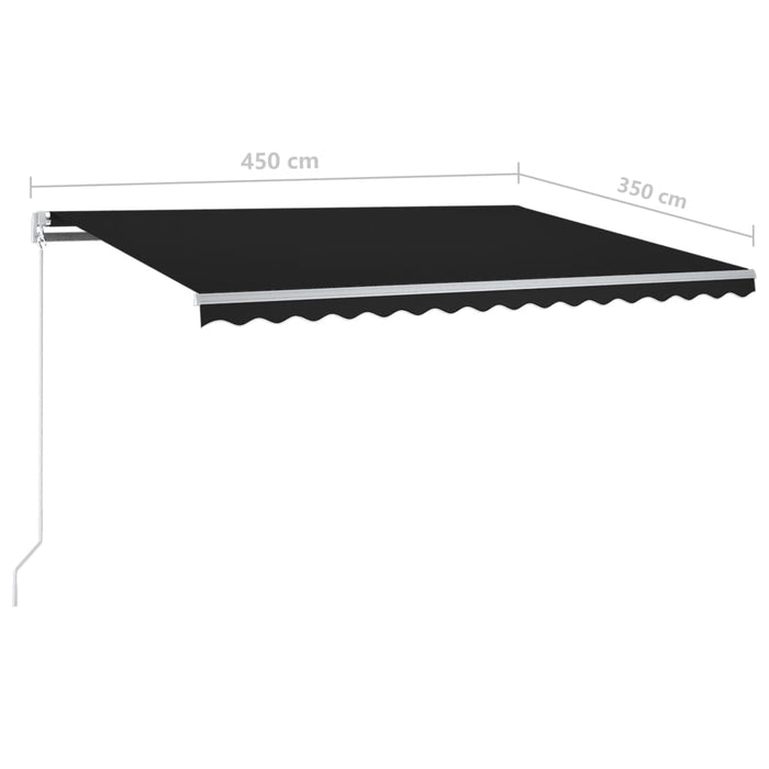 Copertină retractabilă manual, cu LED, antracit, 4,5x3,5 m