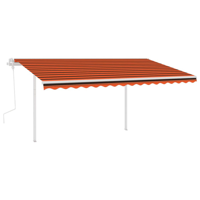 Copertină retractabilă manual LED portocaliu/maro,4,5x3,5 m