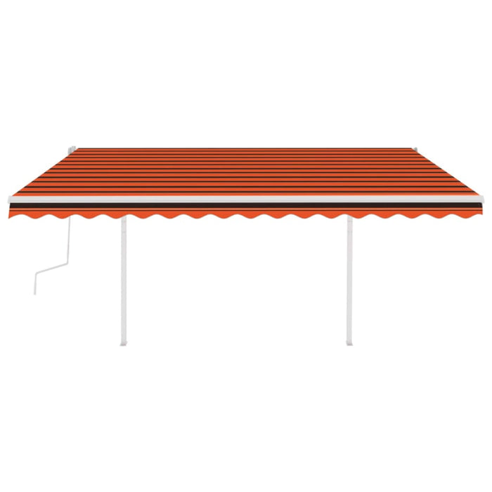 Copertină retractabilă manual LED portocaliu/maro,4,5x3,5 m