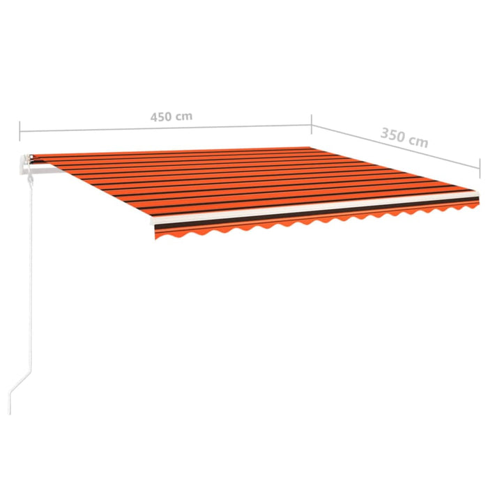 Copertină retractabilă manual LED portocaliu/maro,4,5x3,5 m