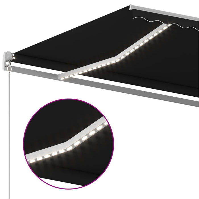 Copertină automată, senzor vânt & LED, antracit, 4,5x3,5 cm