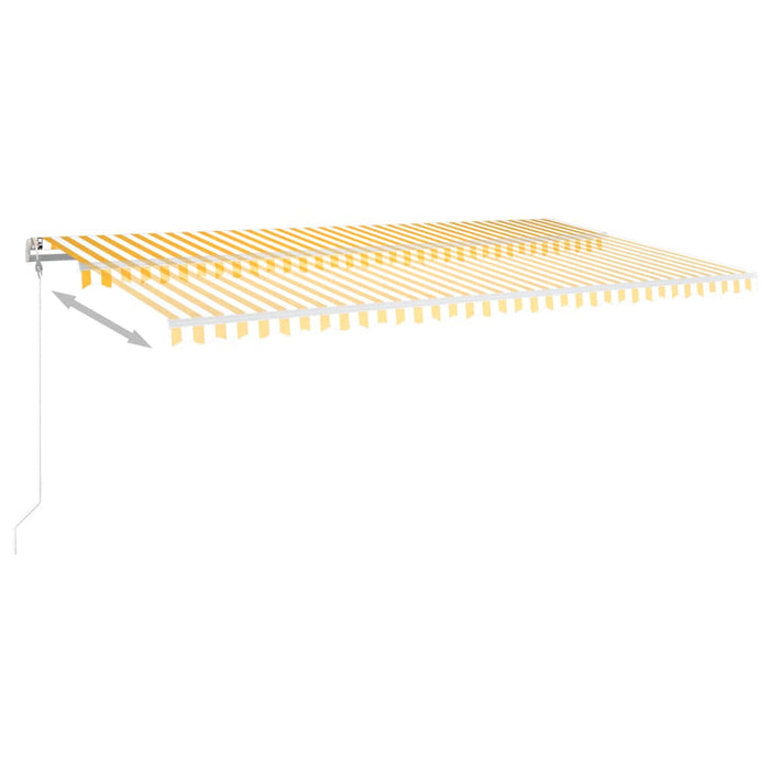 Copertină retractabilă manual cu LED, galben&alb, 6x3,5 m