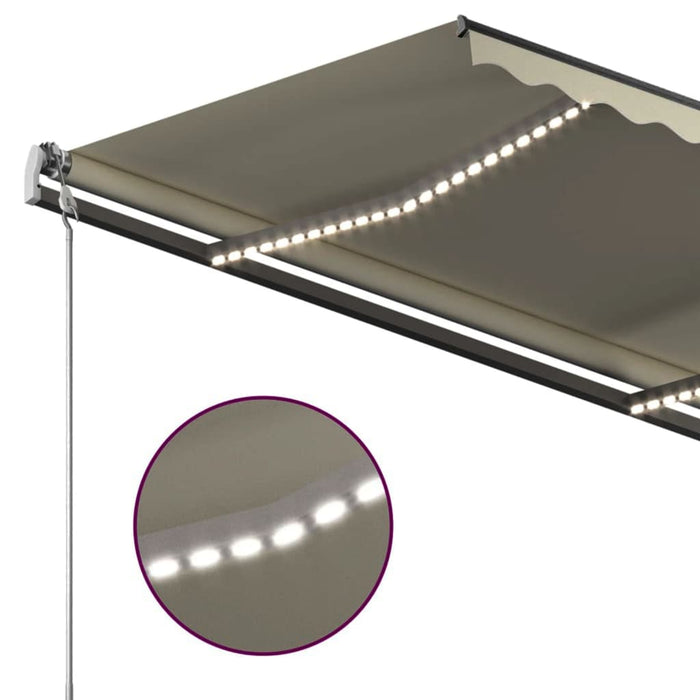 Copertină retractabilă manual cu LED, crem, 3x2,5 m