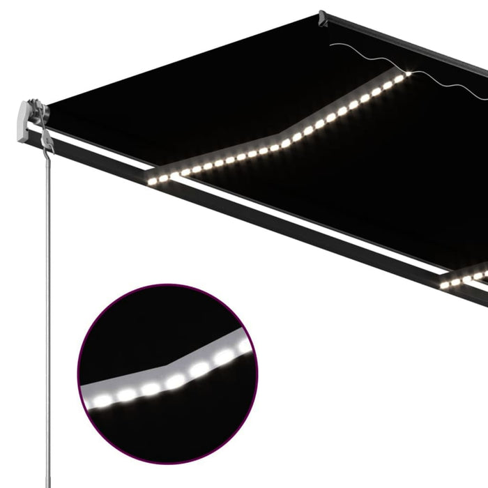 Copertină retractabilă manual cu LED, antracit, 3x2,5 m