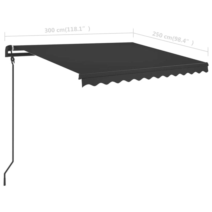 Copertină retractabilă manual cu LED, antracit, 3x2,5 m