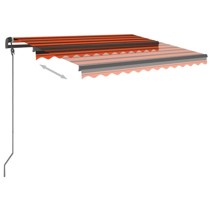 Copertină retractabilă manual cu LED portocaliu & maro 3x2,5 m