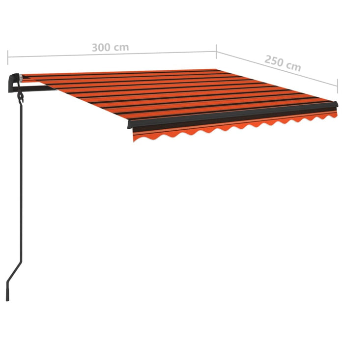 Copertină retractabilă manual cu LED portocaliu & maro 3x2,5 m