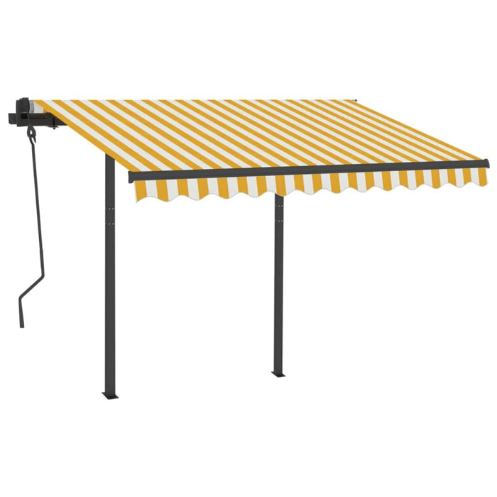 Copertină retractabilă manual cu LED, galben/alb, 3,5x2,5 m