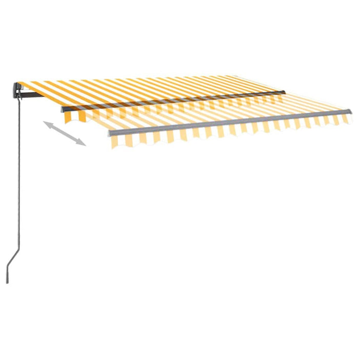 Copertină retractabilă manual cu LED, galben/alb, 3,5x2,5 m