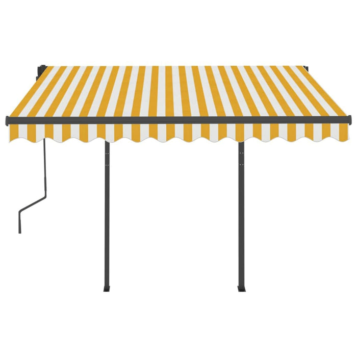 Copertină retractabilă manual cu LED, galben/alb, 3,5x2,5 m