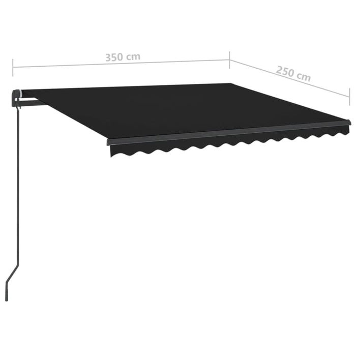 Copertină retractabilă manual cu LED, antracit, 3,5x2,5 m