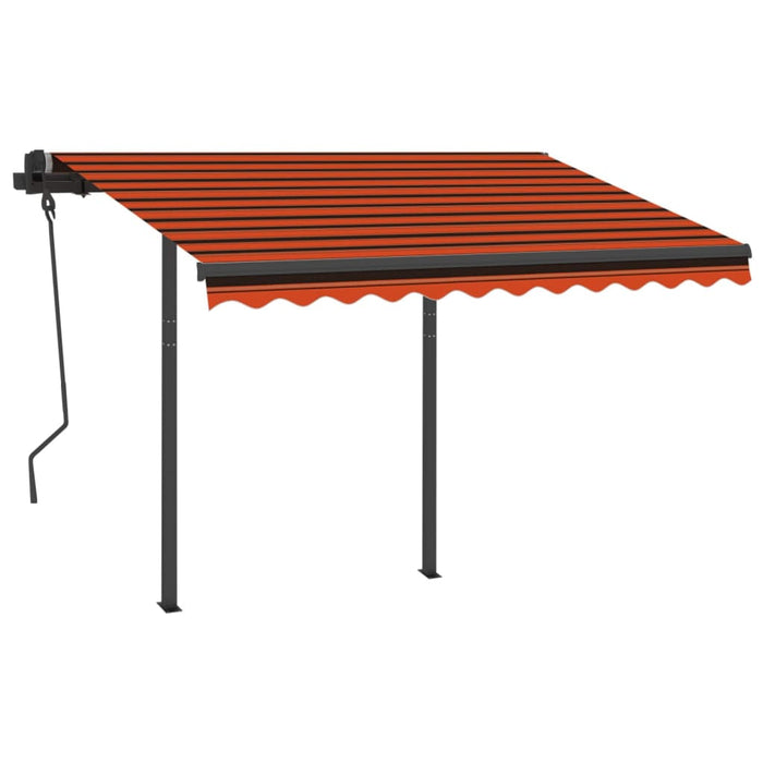 Copertină retractabilă manual cu LED, portocaliu&maro 3,5x2,5 m