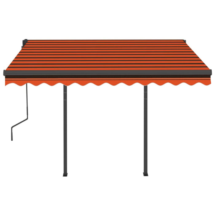 Copertină retractabilă manual cu LED, portocaliu&maro 3,5x2,5 m