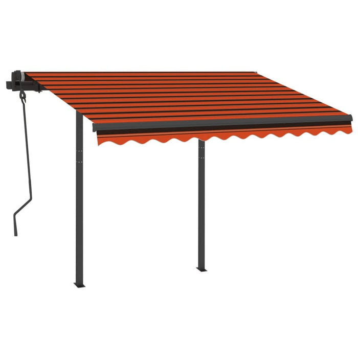 Copertină retractabilă automat stâlpi portocaliu&maro 3,5x2,5 m