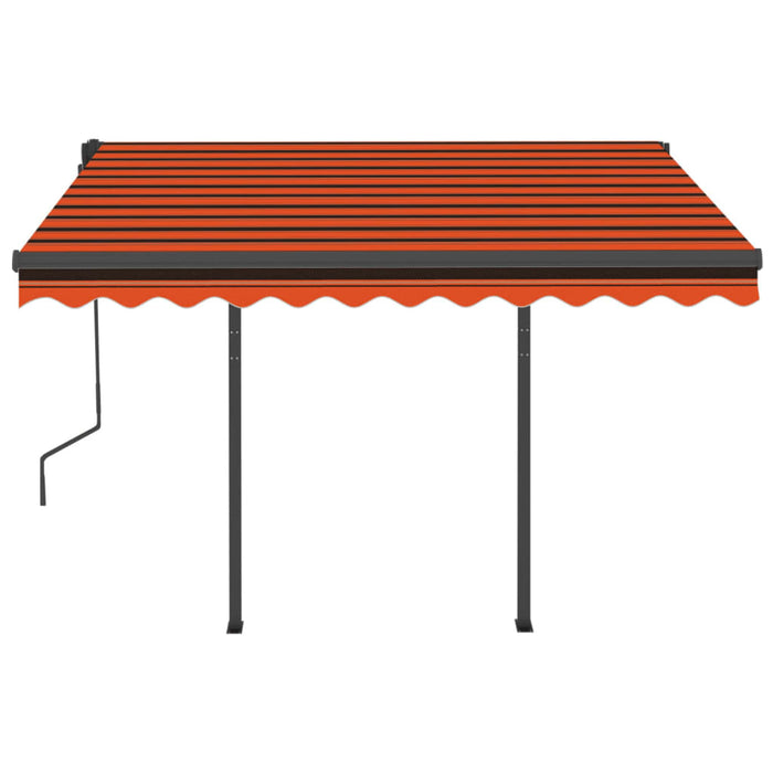 Copertină retractabilă automat stâlpi portocaliu&maro 3,5x2,5 m