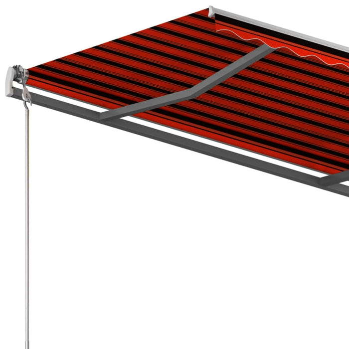 Copertină retractabilă automat stâlpi portocaliu&maro 3,5x2,5 m