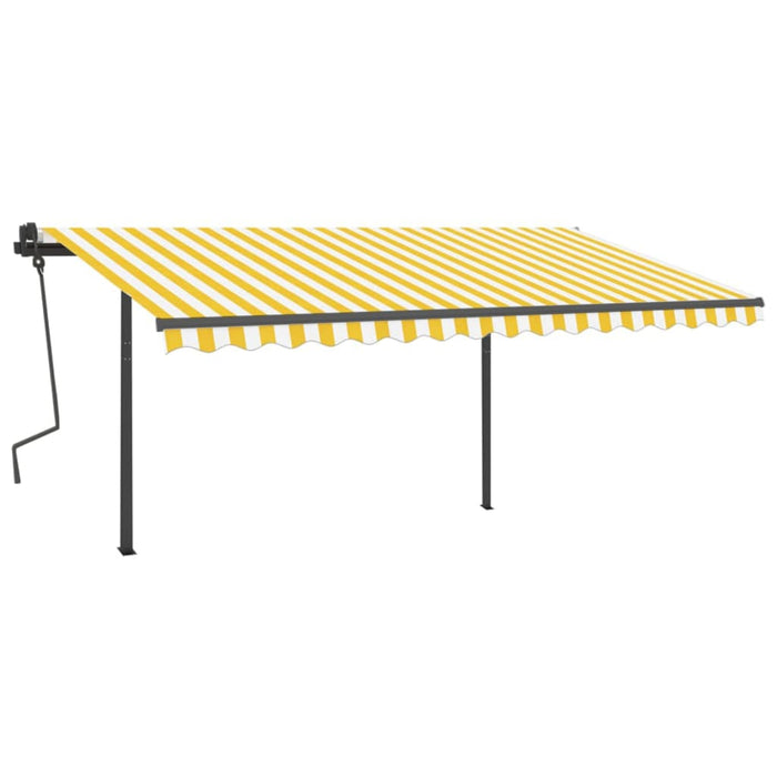 Copertină retractabilă manual, cu LED, galben și alb, 4x3 m