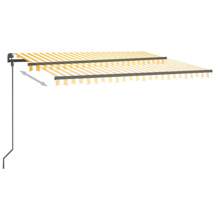 Copertină retractabilă manual, cu LED, galben și alb, 4x3 m