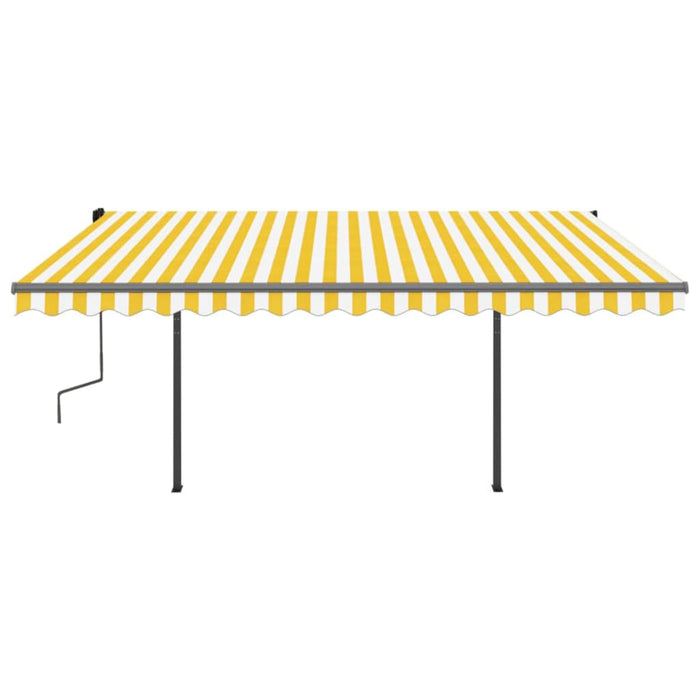 Copertină retractabilă manual, cu LED, galben și alb, 4x3 m