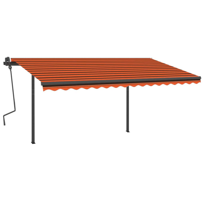 Copertină retractabilă manual cu LED, portocaliu și maro 4x3 m