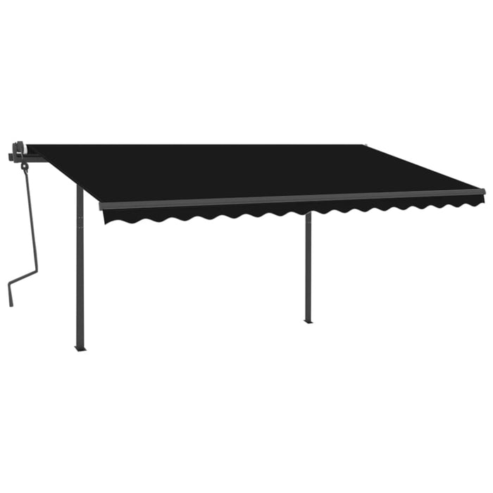 Copertină retractabilă manual, cu stâlpi, antracit, 4,5x3 m