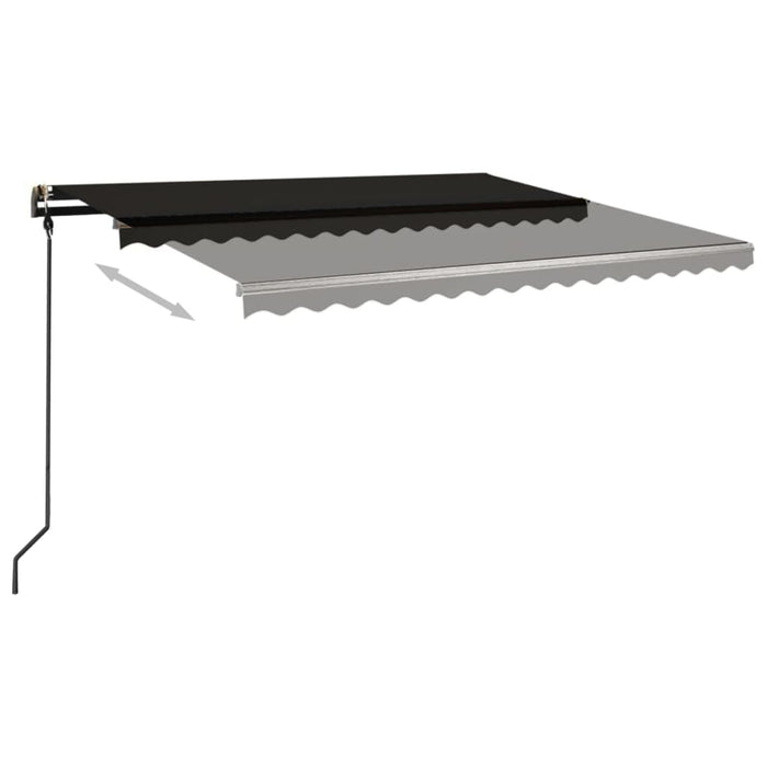 Copertină retractabilă manual, cu stâlpi, antracit, 4,5x3 m