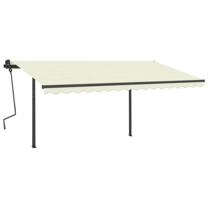 Copertină retractabilă manual, cu LED, crem, 4,5x3 m