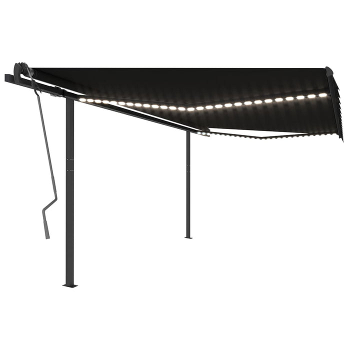 Copertină retractabilă manual, cu LED, antracit 4,5x3 m