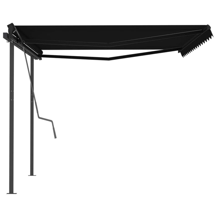 Copertină retractabilă automat, cu stâlpi, antracit, 4,5x3 m