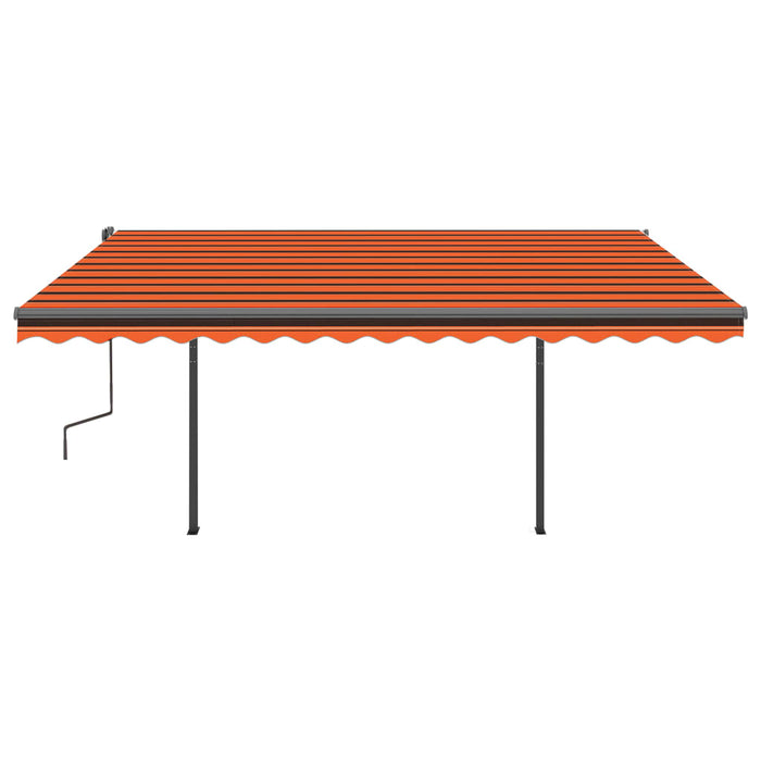 Copertină retractabilă automat, stâlpi, portocaliu/maro 4,5x3 m