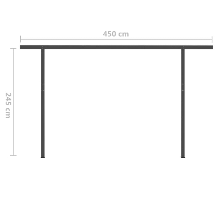 Copertină retractabilă manual, cu stâlpi, portocaliu/maro 5x3 m