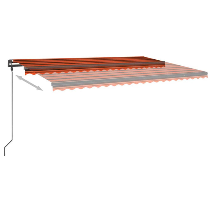 Copertină retractabilă manual, cu LED, portocaliu&maro, 5x3 m