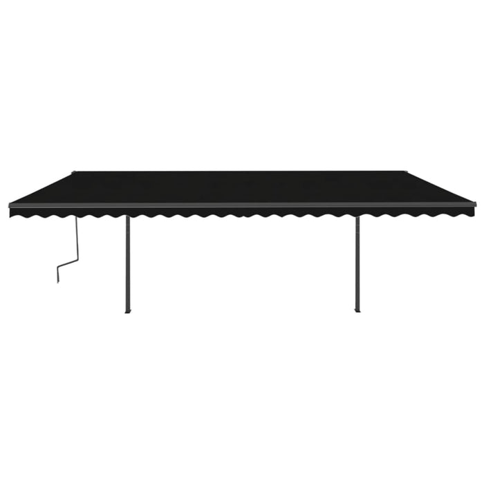 Copertină retractabilă manual cu stâlpi, antracit, 6x3 m