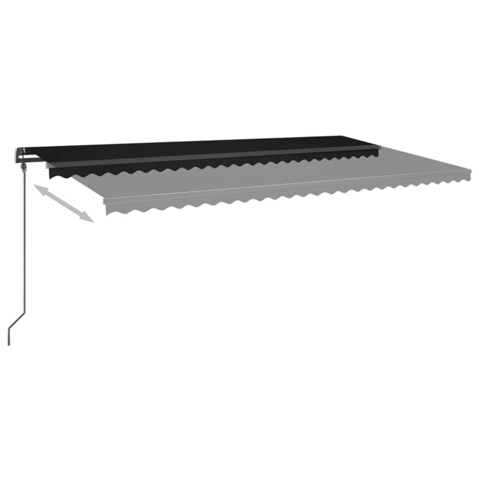 Copertină retractabilă manual cu stâlpi, antracit, 6x3 m