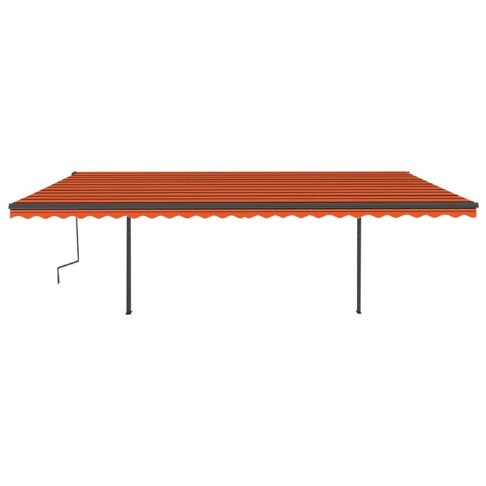 Copertină retractabilă manual cu stâlpi, portocaliu/maro, 6x3 m