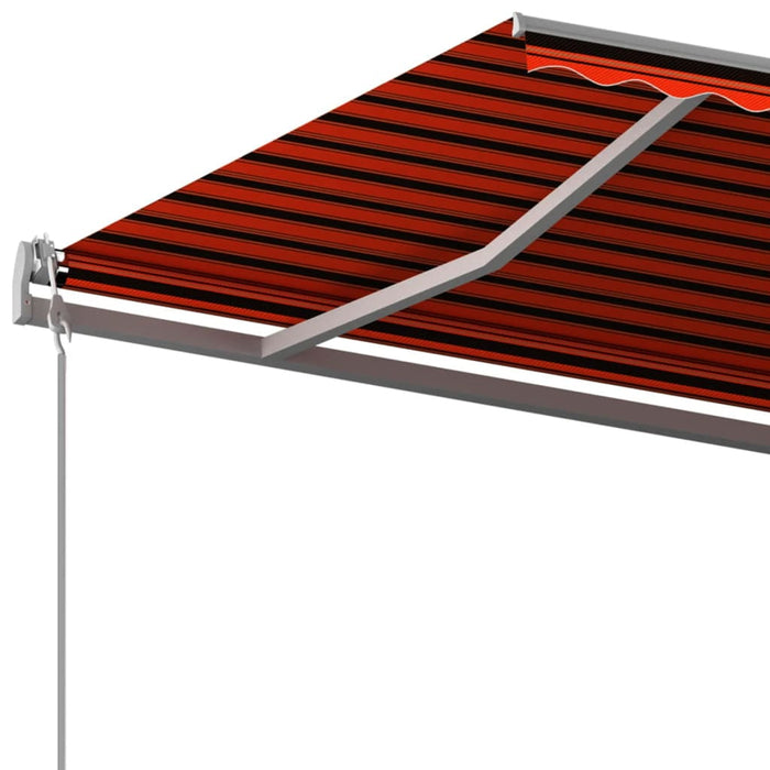 Copertină retractabilă manual cu stâlpi, portocaliu/maro, 6x3 m