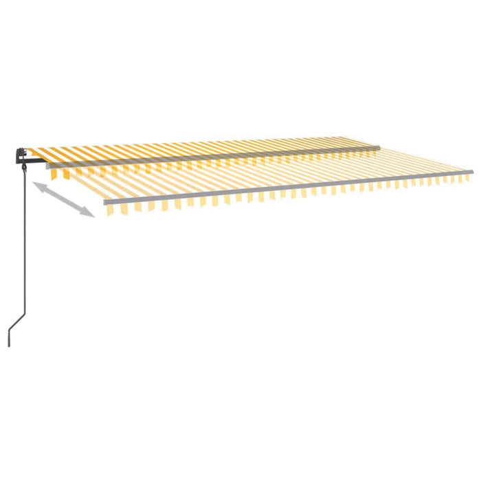 Copertină retractabilă manual cu LED, galben & alb, 6x3 m