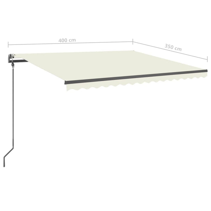 Copertină retractabilă manual, cu stâlpi, crem, 4x3,5 m