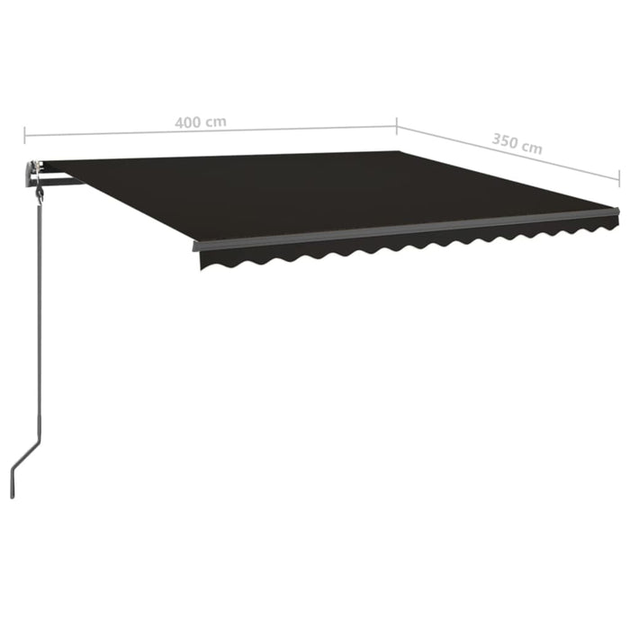 Copertină retractabilă manual, cu stâlpi, antracit, 4x3,5 m