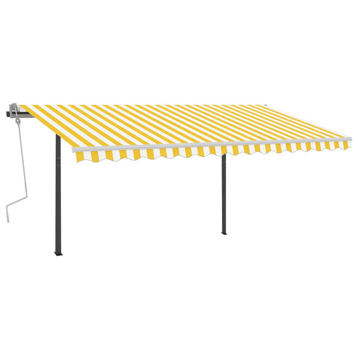 Copertină retractabilă manual cu LED, galben & alb, 4x3,5 m