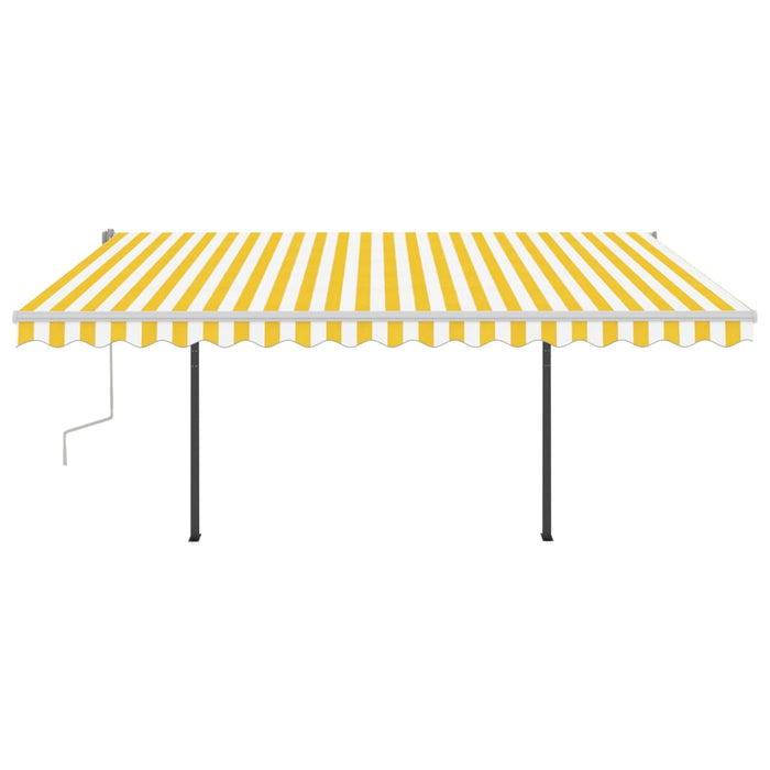 Copertină retractabilă manual cu LED, galben & alb, 4x3,5 m