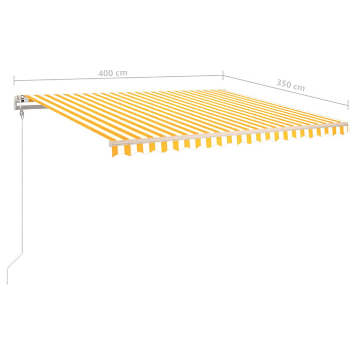 Copertină retractabilă manual cu LED, galben & alb, 4x3,5 m