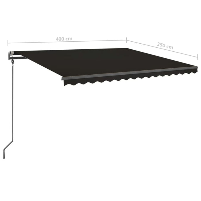 Copertină retractabilă manual, cu LED, antracit, 4x3,5 m