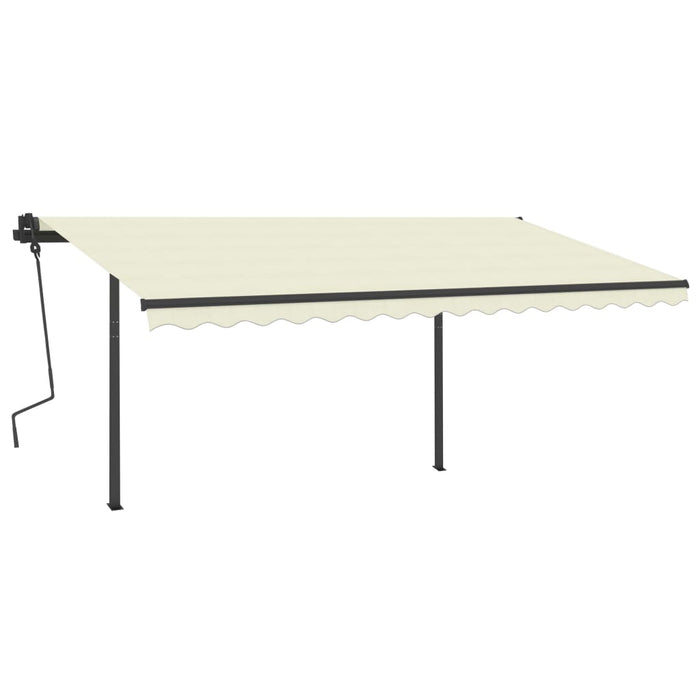 Copertină retractabilă manual, cu LED, crem, 4,5x3,5 m