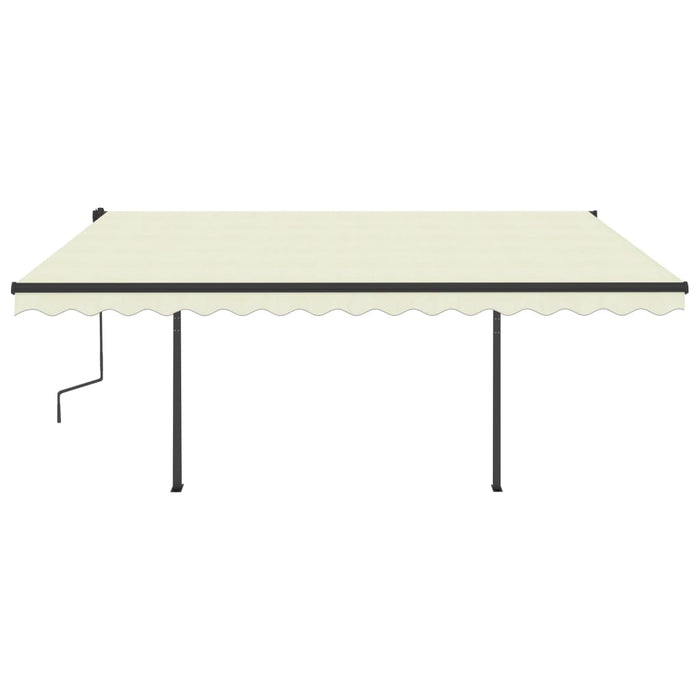 Copertină retractabilă manual, cu LED, crem, 4,5x3,5 m